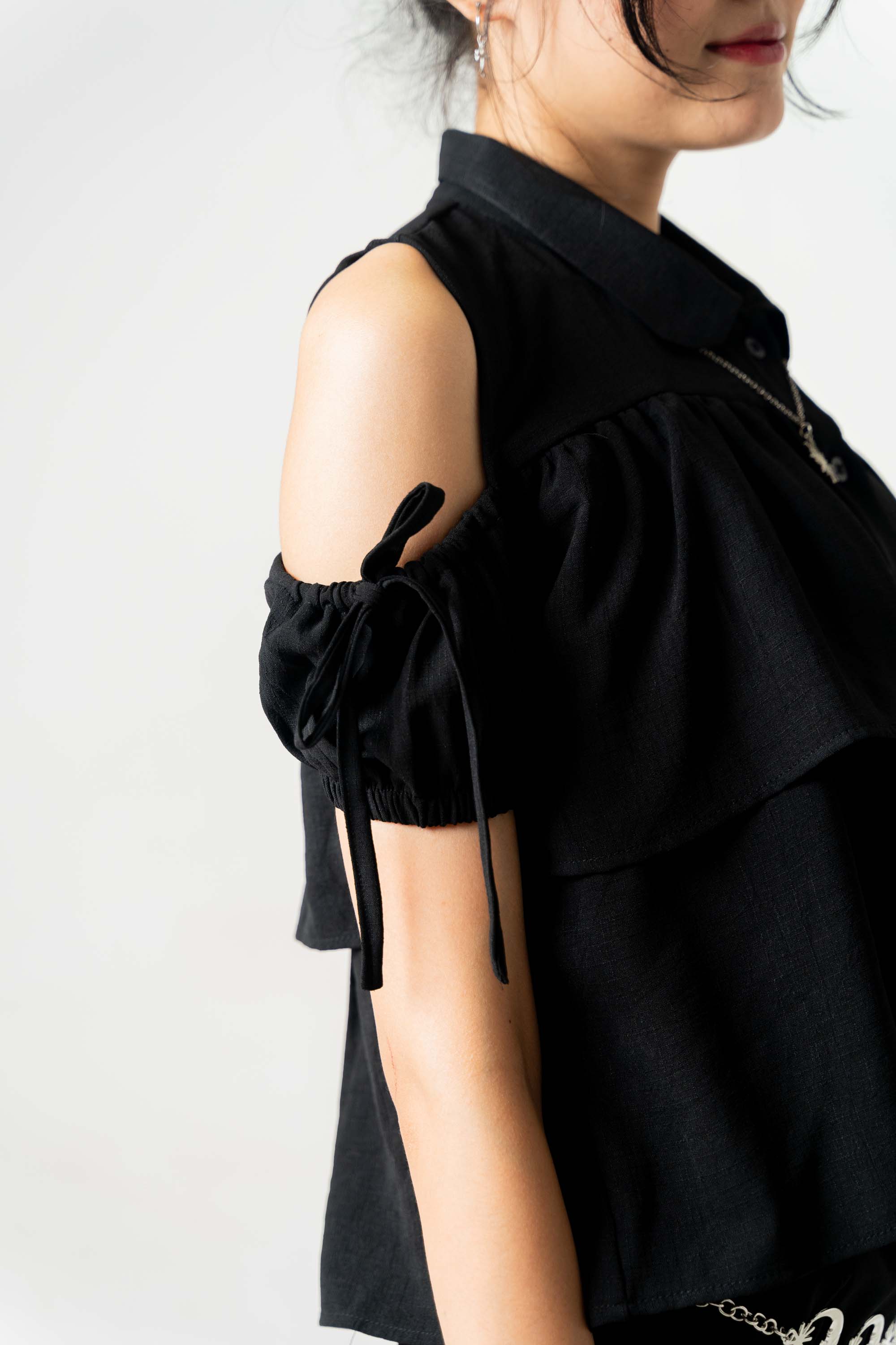 Aurora Black Ruffled Top
